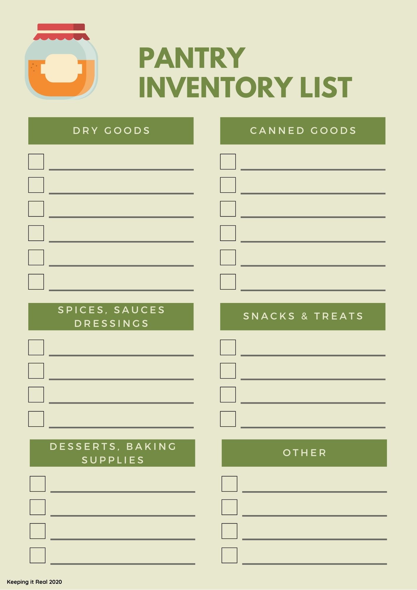 Printable Pantry List