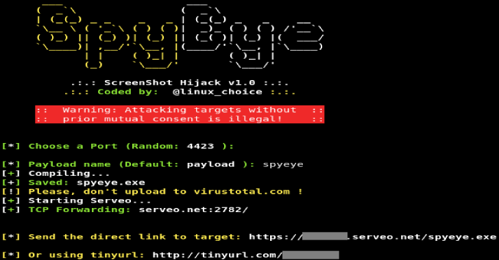 Spyeye : Script To Generate Win32 .exe File To Take Screenshots