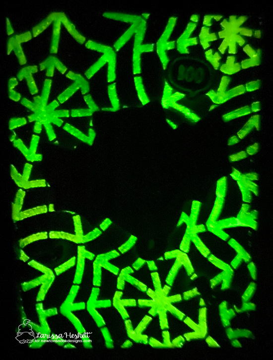 Glow-in-the-dark Spiderweb card by Larissa Heskett | Spiderweb Stencil by Newton's Nook Designs #newtonsnook #handmade
