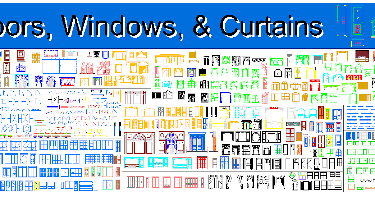 Doors, Windows, & Curtains Blocks [DWG]