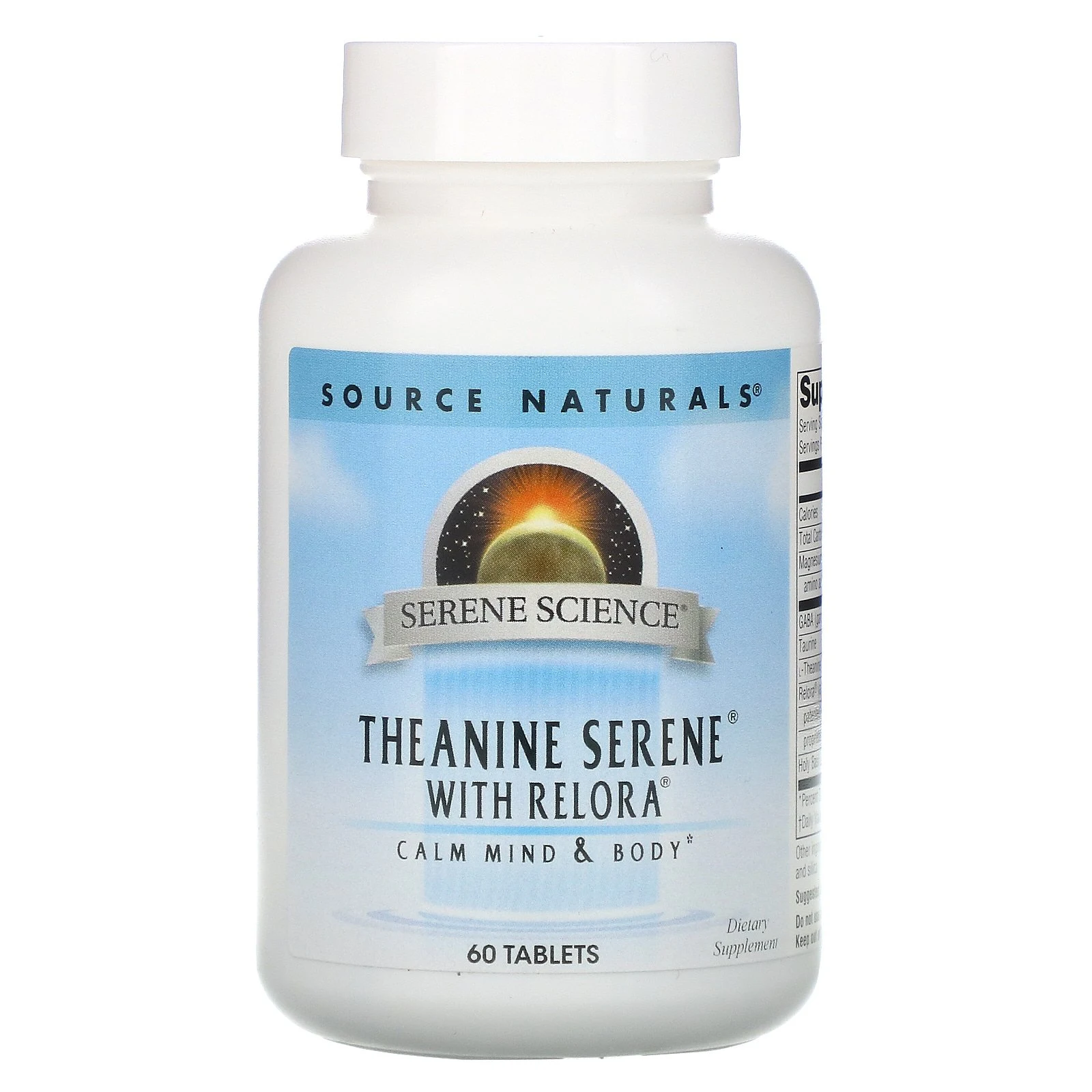 Source Naturals, Serene Science, Theanine Seren, теанин с комплексом Relora, 60 таблеток
