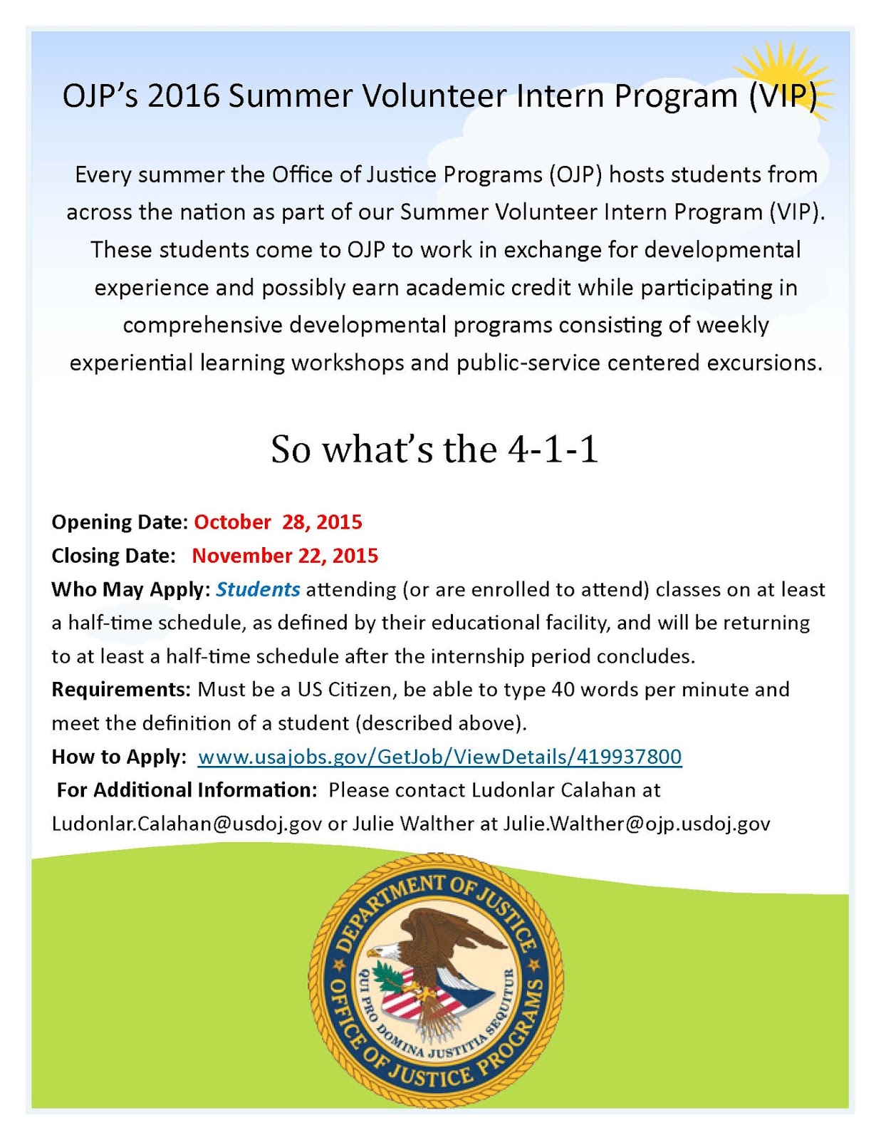 CCJS Undergrad Blog Office of Justice Programs Summer Volunteer