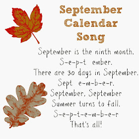 September Calendar of Special Days Holidays with Calendar Song.