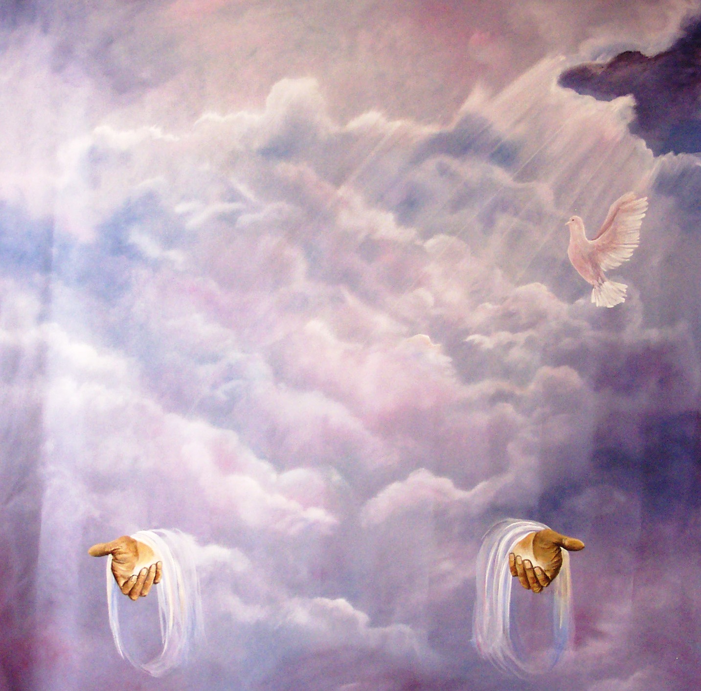 Святая милость божия. Бог в облаках. Бог в небе. Ангел на облаке. Лик Божий в небе.