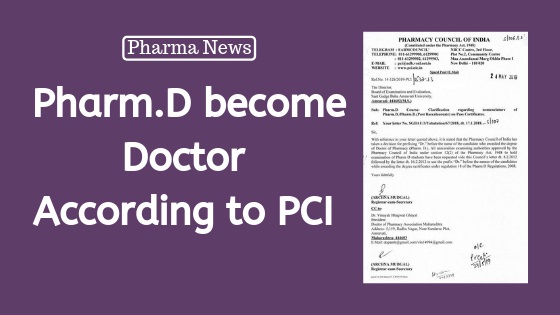 PCI prefix "Dr." will be with added before the name of the candidate who awarded the degree of Doctor in Pharmacy (Pharm.D)