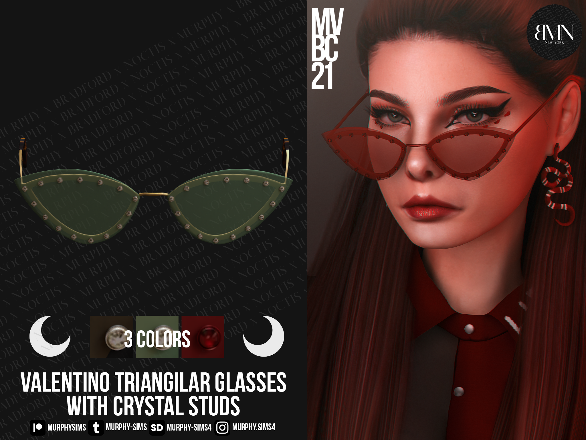 Metal Glasses Crystal Studs [MVBC21] - MURPHY x x NOCTIS