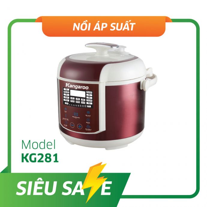 Nồi Áp Suất Điện Tử 5L (Màu Đỏ Tím) Kangaroo KG281