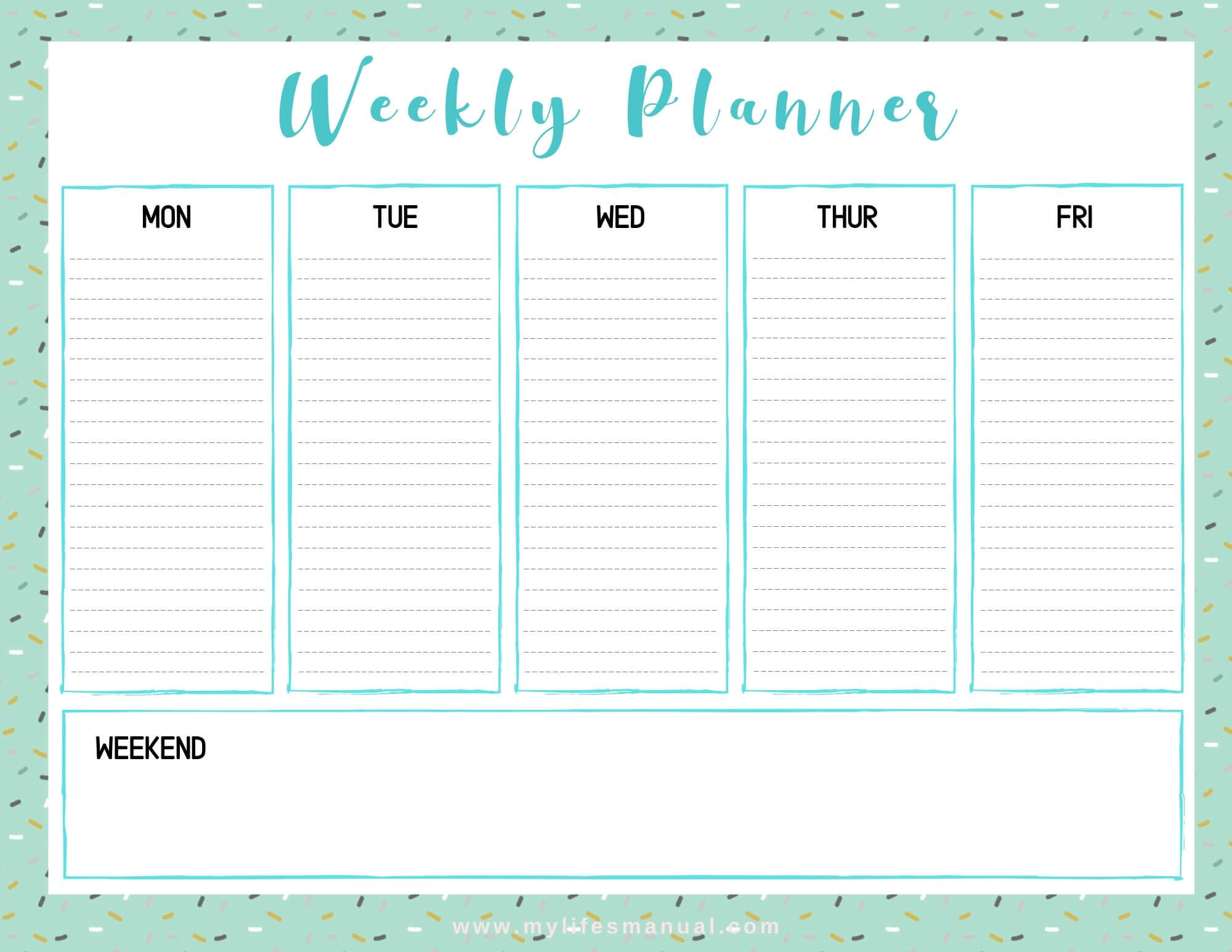 Weekly Planner Printables Mylifesmanual