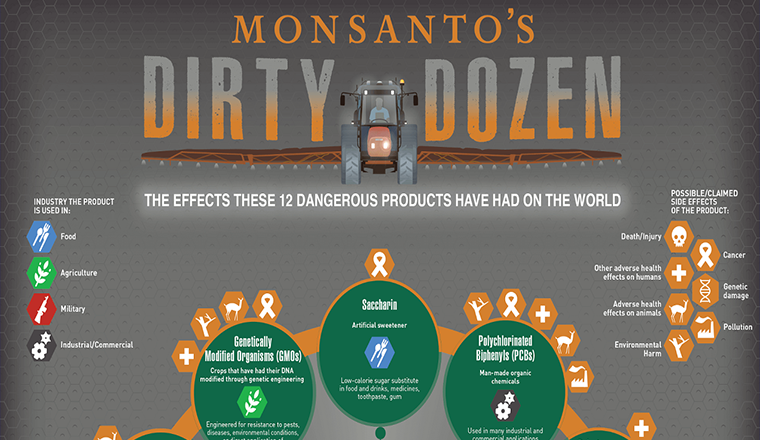 Monsanto’s Dirty Dozen: The Effects These 12 Dangerous Products Have Had On The World #infograpic