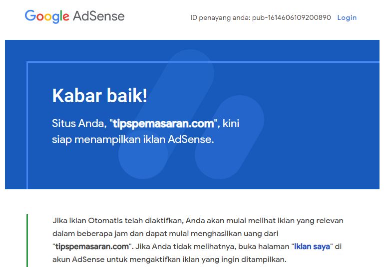 email di terima adsense