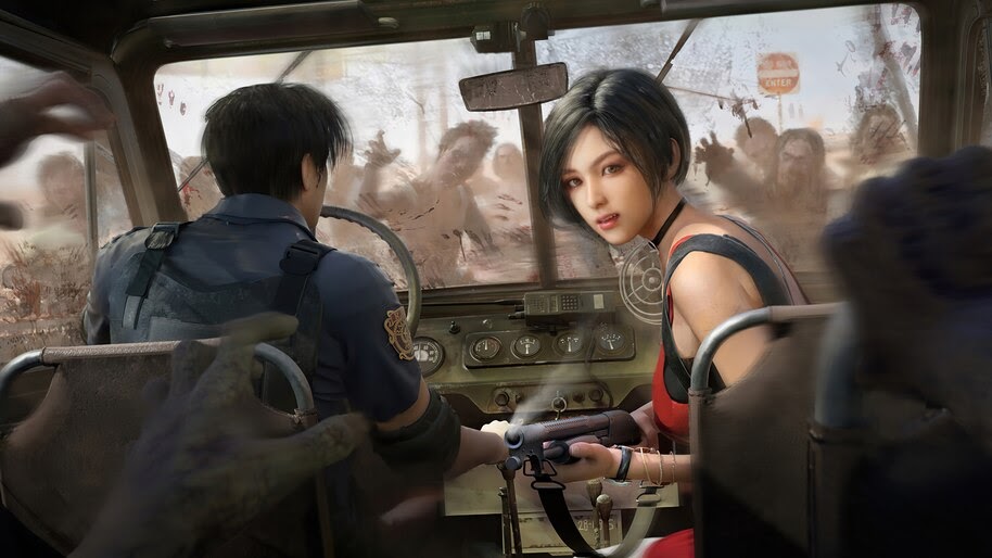 Ada Wong, Leon S. Kennedy, Zombies, Resident Evil 2 Remake, 4K, #3.2786