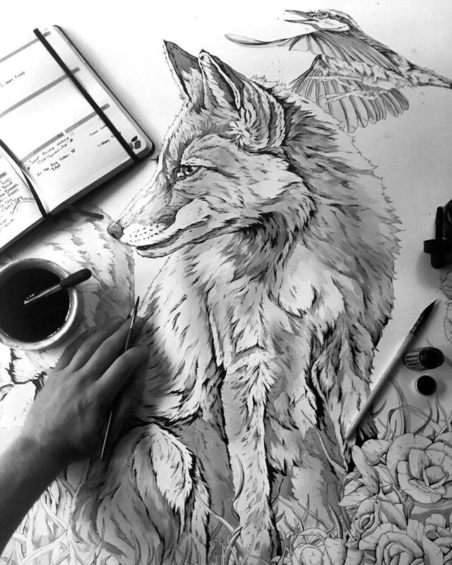 08-Fox-Cub-A-Landerman-Animal-Drawings-Paintings-in-Graphite-and-Ink