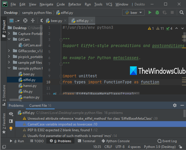 Logiciel IDE PyCharm