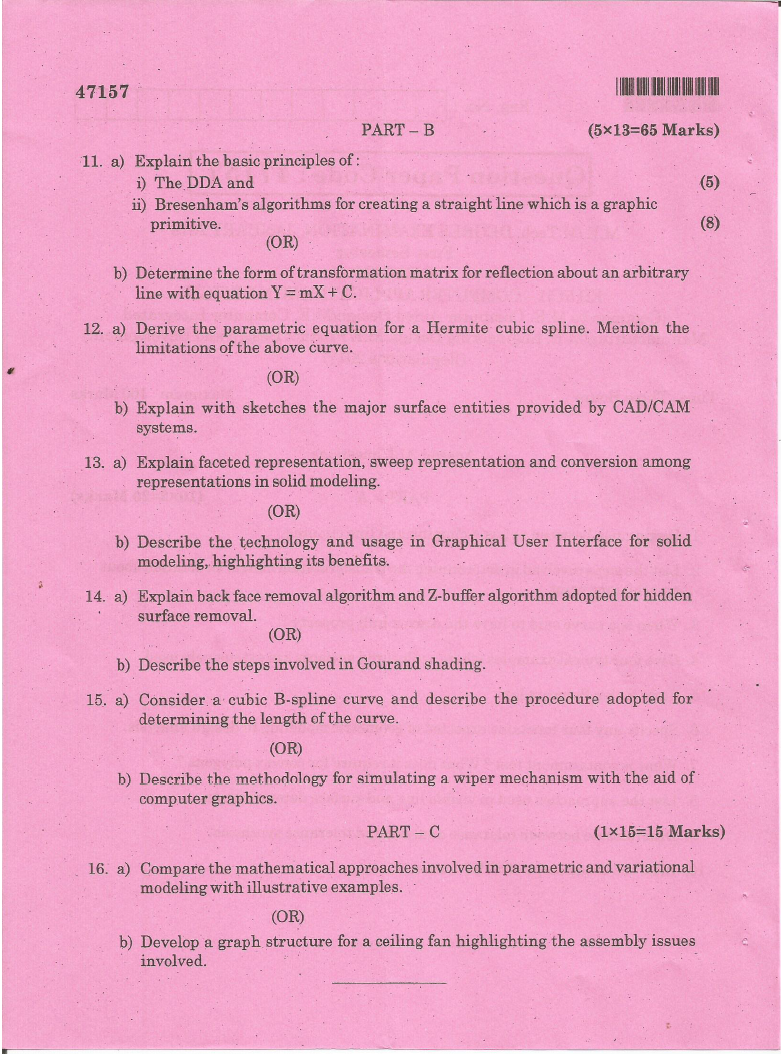 Anna University ED 5151 COMPUTER APPLICATIONS IN DESIGN November