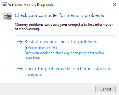 Diagnostics de la mémoire Windows