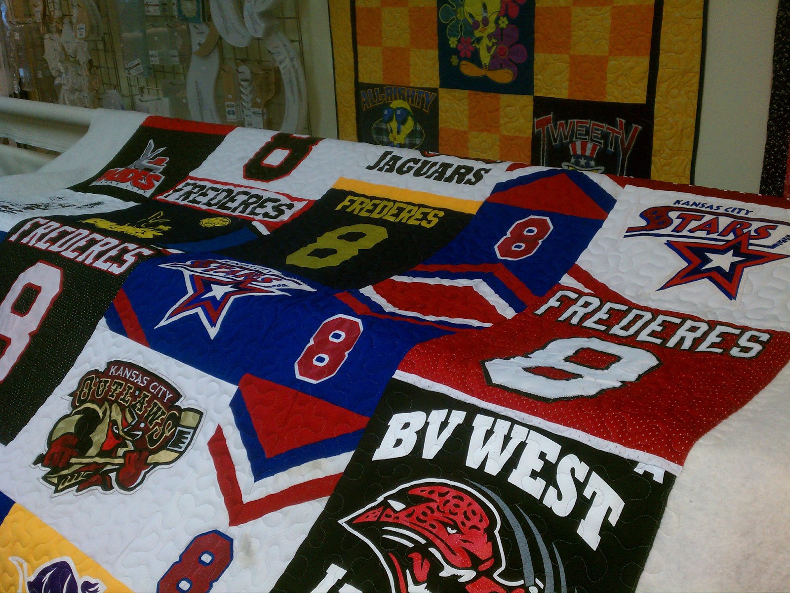 Back Porch Quiltworks Hockey jersey quilt