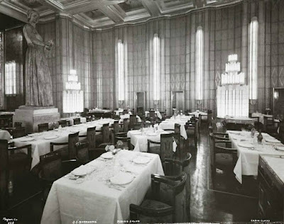 SS Normandie's First Class dining salon, ca. 1935. SS Normandie's First Class dining salon, ca. 1935.