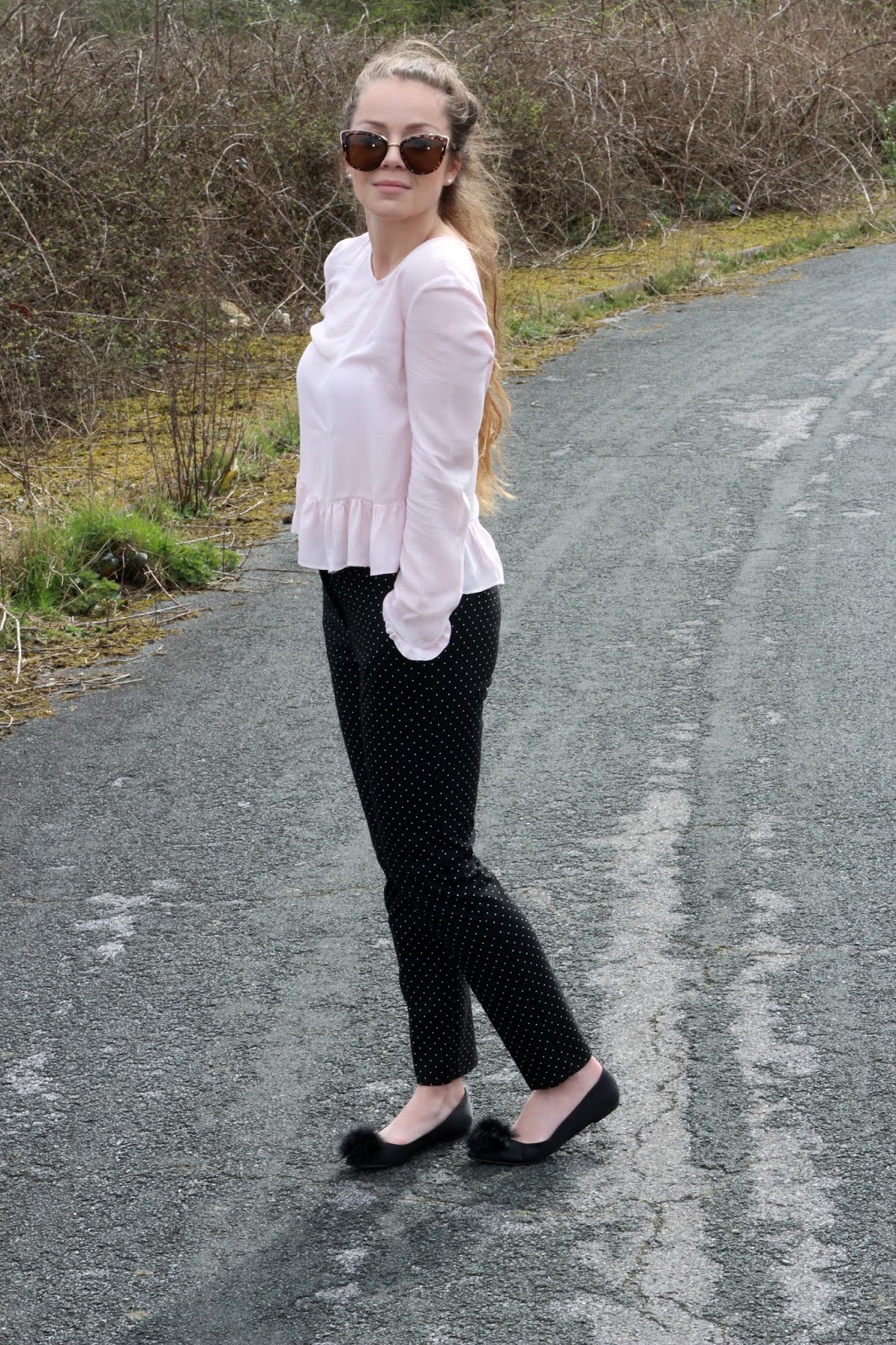 Work Wear Series Cigarette Trousers & Pom Pom Flats Sleekchic