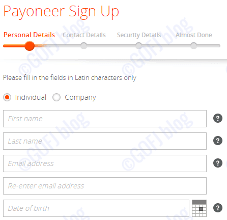 Payoneer India registration procedure