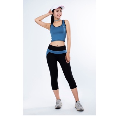 BỘ TẬP THỂ THAO NỮ QUẦN LỬNG PHỐI LƯỚI ÁO CROPTOP DL504 MÀU XANH DƯƠNG