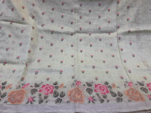 Sohum Sutras: Linen embroidered saree