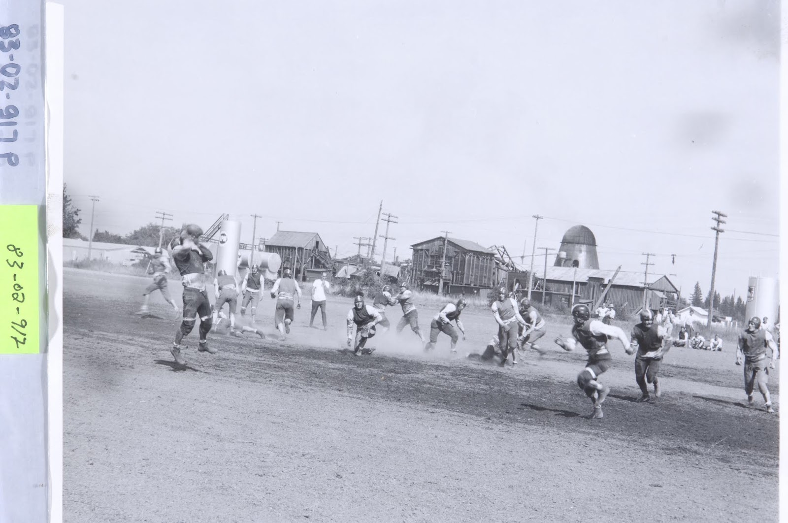 W I L D C A T V I L L E: Linfield football (?1946 or 1947?) on a dirt field