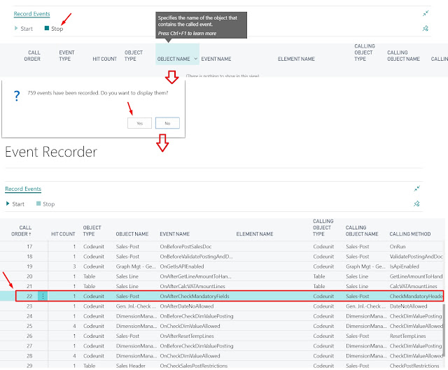 MSDYN365BC Event Recorder How to Identify Event to subscribe for