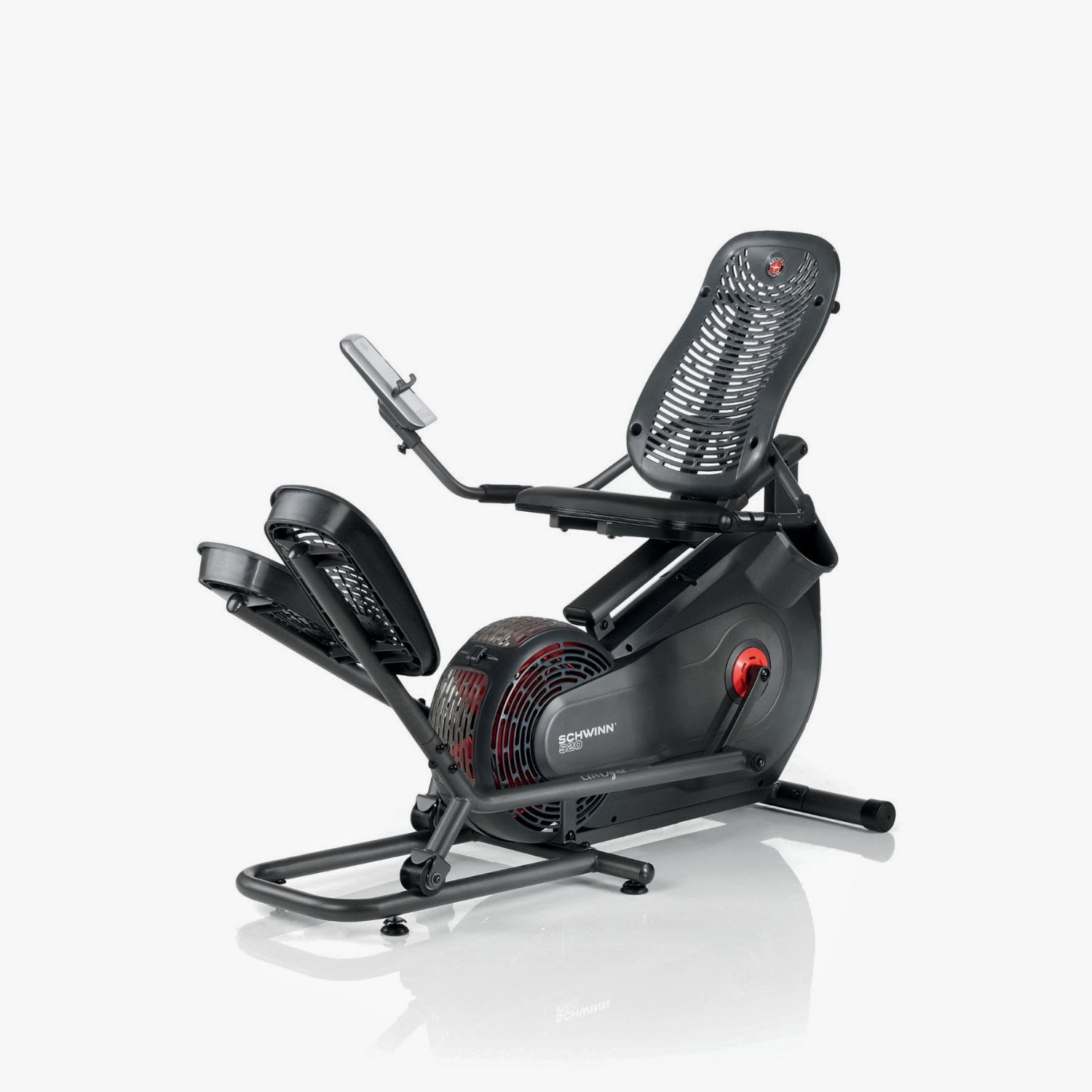 Schwinn 520 Recumbent Elliptical Trainer, review features, back support seat, airdyne fan system for unlimited resistance