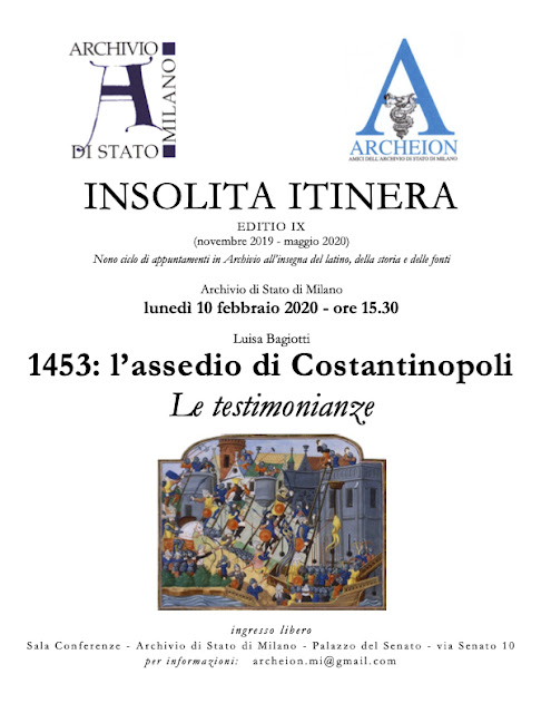 Italia Medievale 1453 l'assedio di Costantinopoli. Le testimonianze