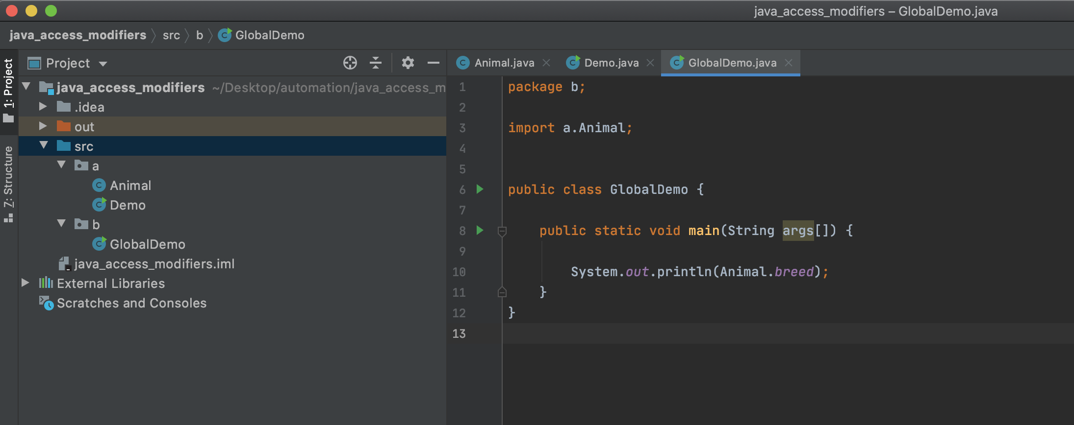 Access modifiers in Java