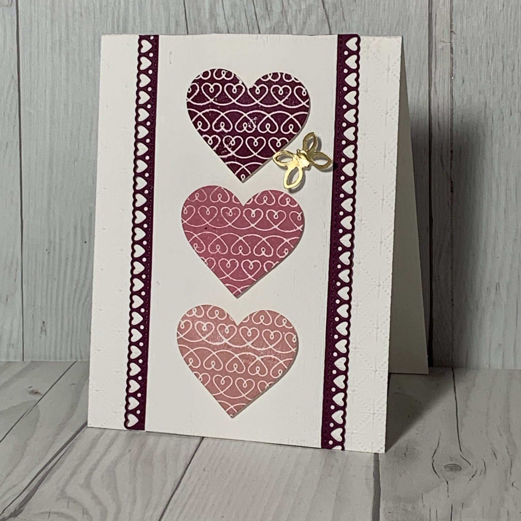Simple Valentine Card using Stampin' Up! Lots of Heart Bundle Stamped