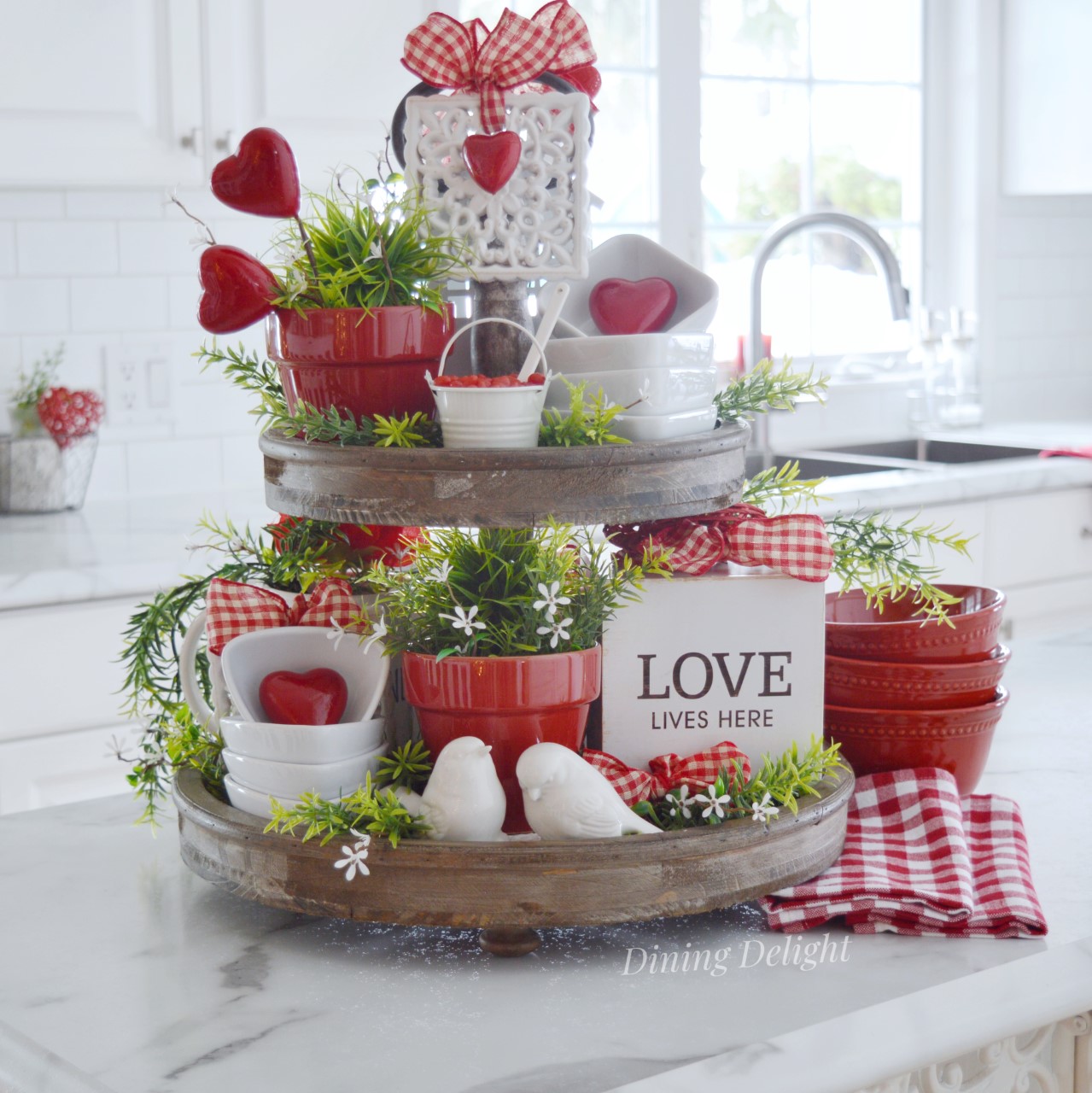 Dining Delight Valentine Tiered Tray Decor