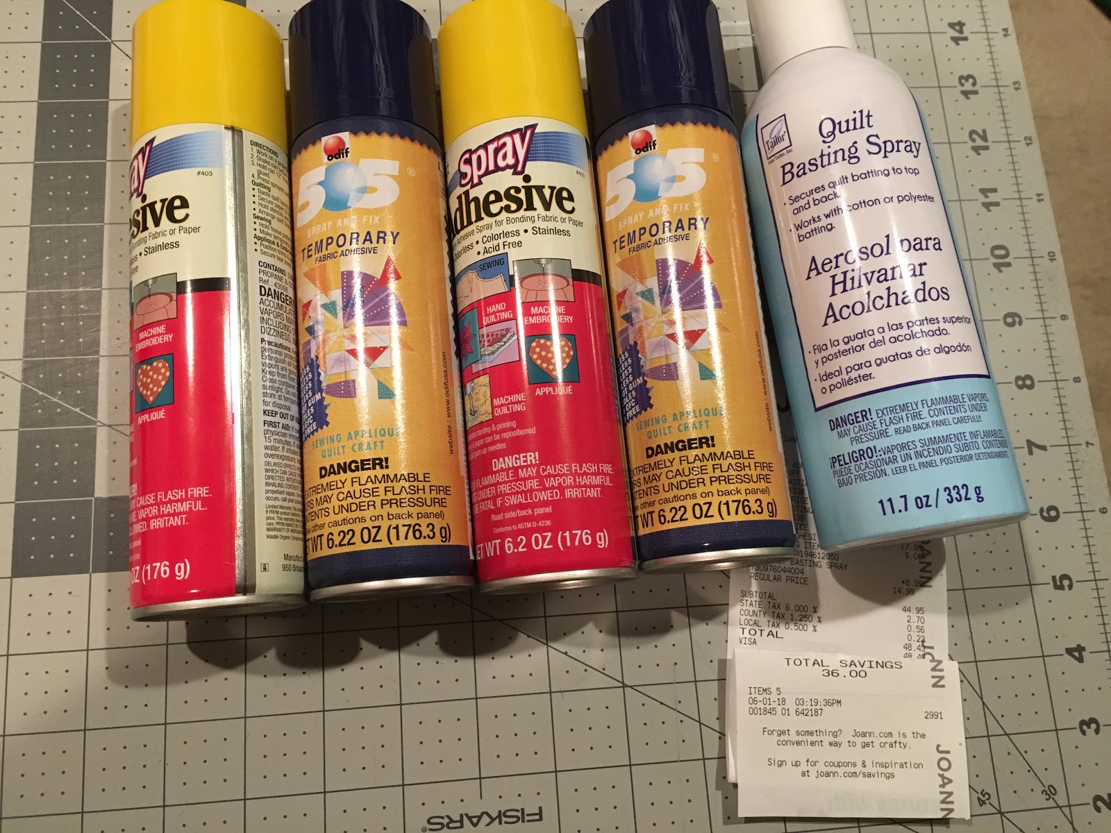QuiltQuest Expenses Basting Spray