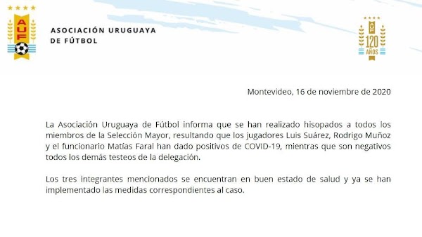 Uruguay, Luis Suárez da positivo por COVID-19