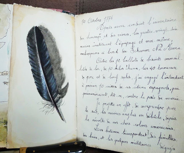 Captain Morgan wrote his pirate memories on the Caribbean seas with a genuine feather - illustrations are gouache hand paintings