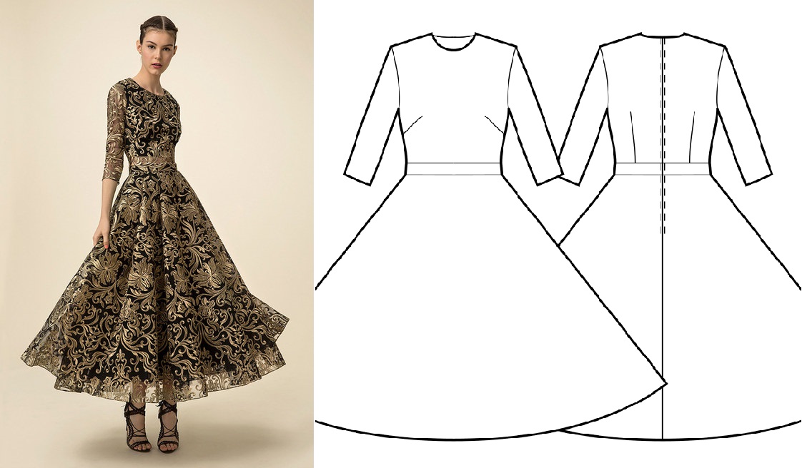 Tea length circle skirt dress pattern