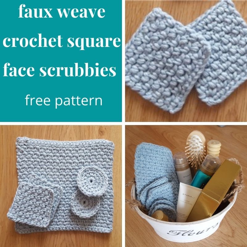 Faux Weave Crochet Square Face Scrubbies free pattern Keeping it Real