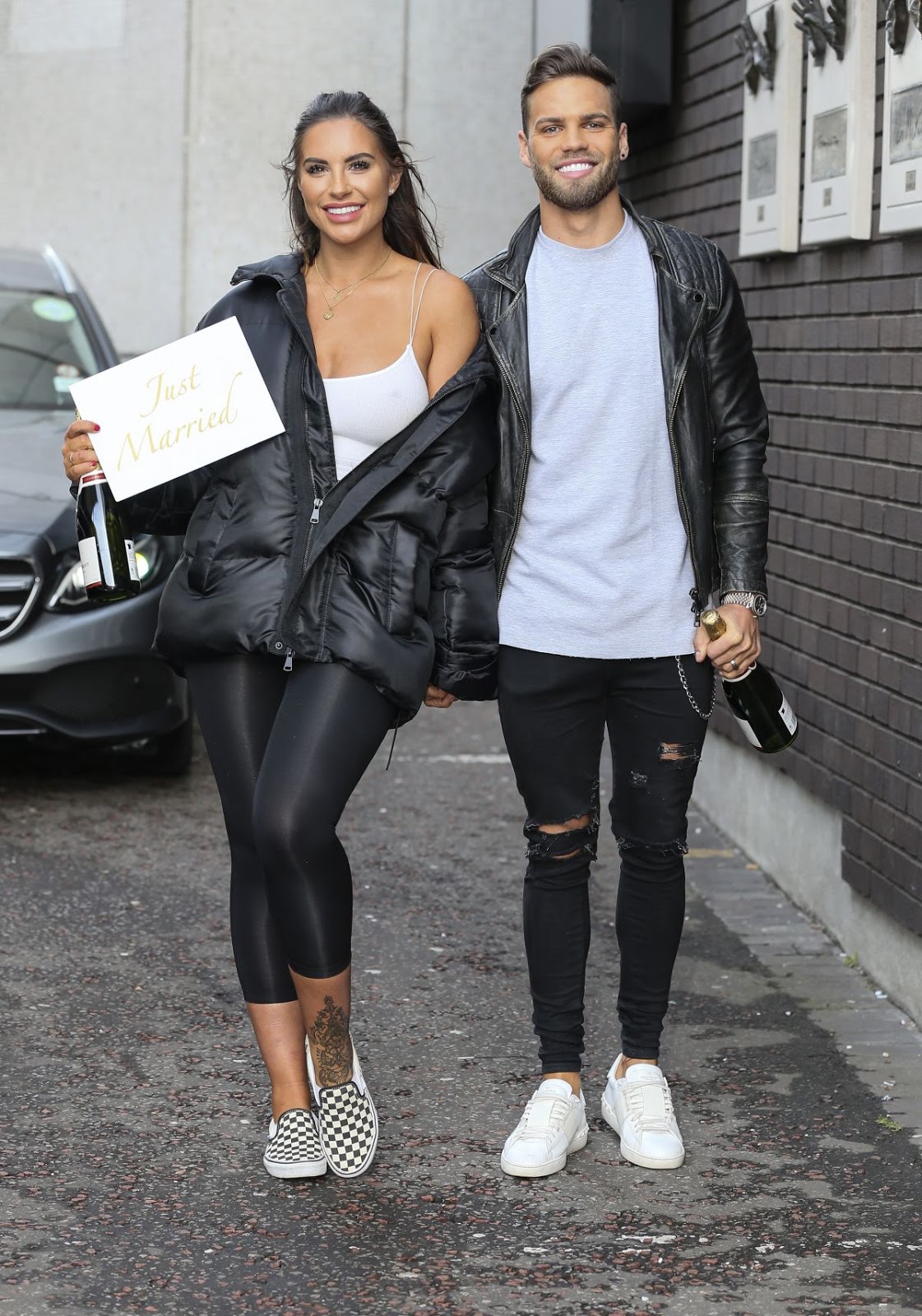 Jessica Shears and Dom Lever are pictured leaving the ITV studios after