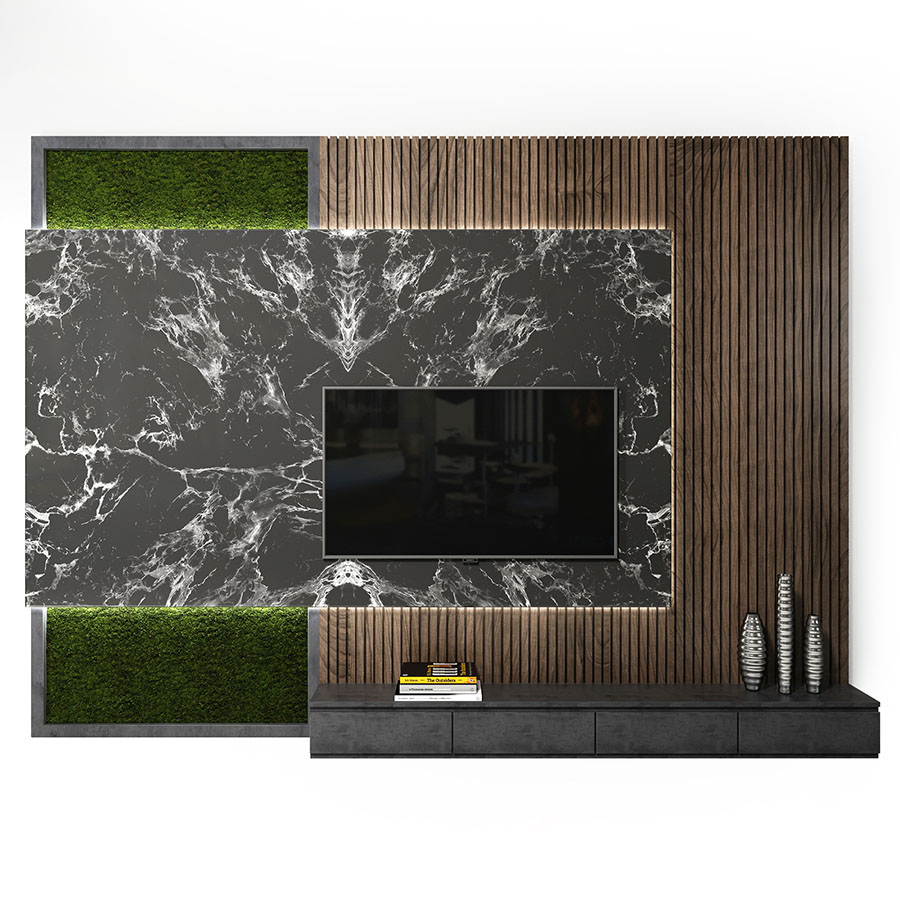 Tv wall set 04 3d model download free