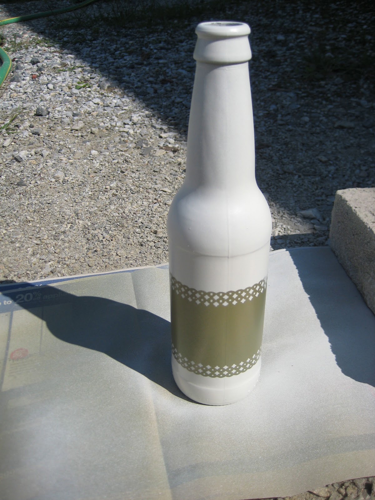 Cabin Fever Crafter layered spray painted {beer} bottle