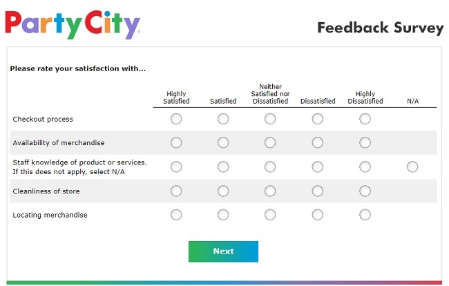 party city receipt survey