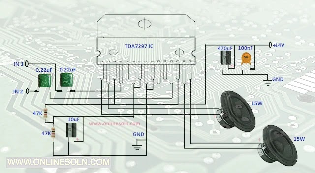 TDA7297 Dual bridge amplifier 15W+15W Circuit diagram | TDA7297 IC