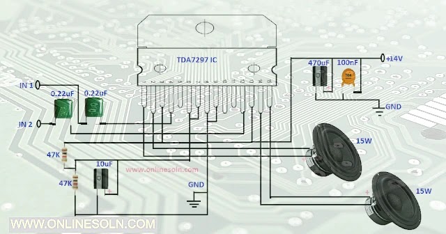 TDA7297 Dual bridge amplifier 15W+15W Circuit diagram | TDA7297 IC