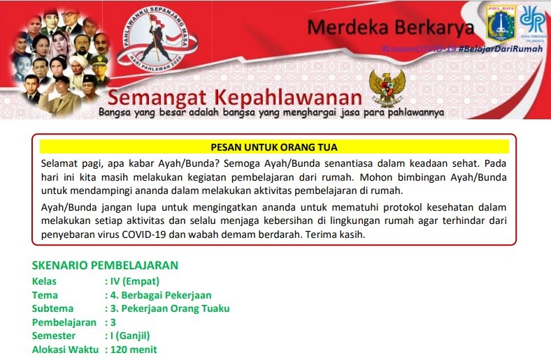 RPP PJJ Kelas 4 Tema 4 Berbagai Pekerjaan