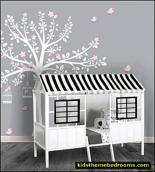 Rowan Valley Forest Twin Low Loft Bed Tree Wall Decal garden bedroom furniture Rowan Valley Forest Twin Low Loft Bed Tree Wall Decal garden bedroom furniture