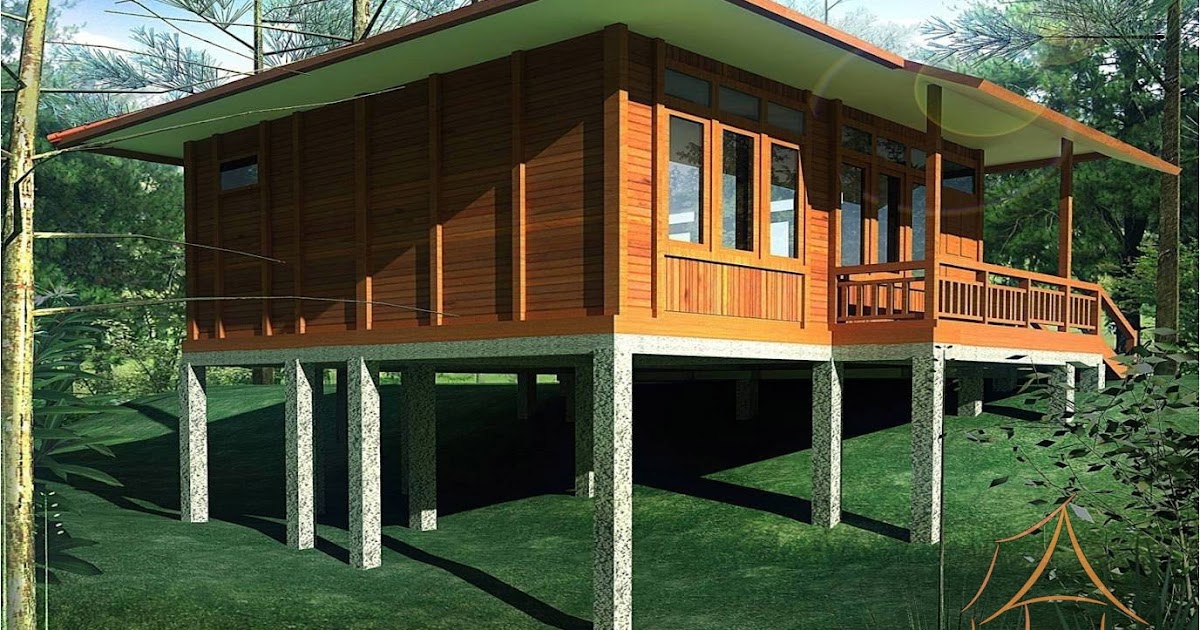 Trend Terpopuler 18 Desain Rumah Kayu Setengah Tembok