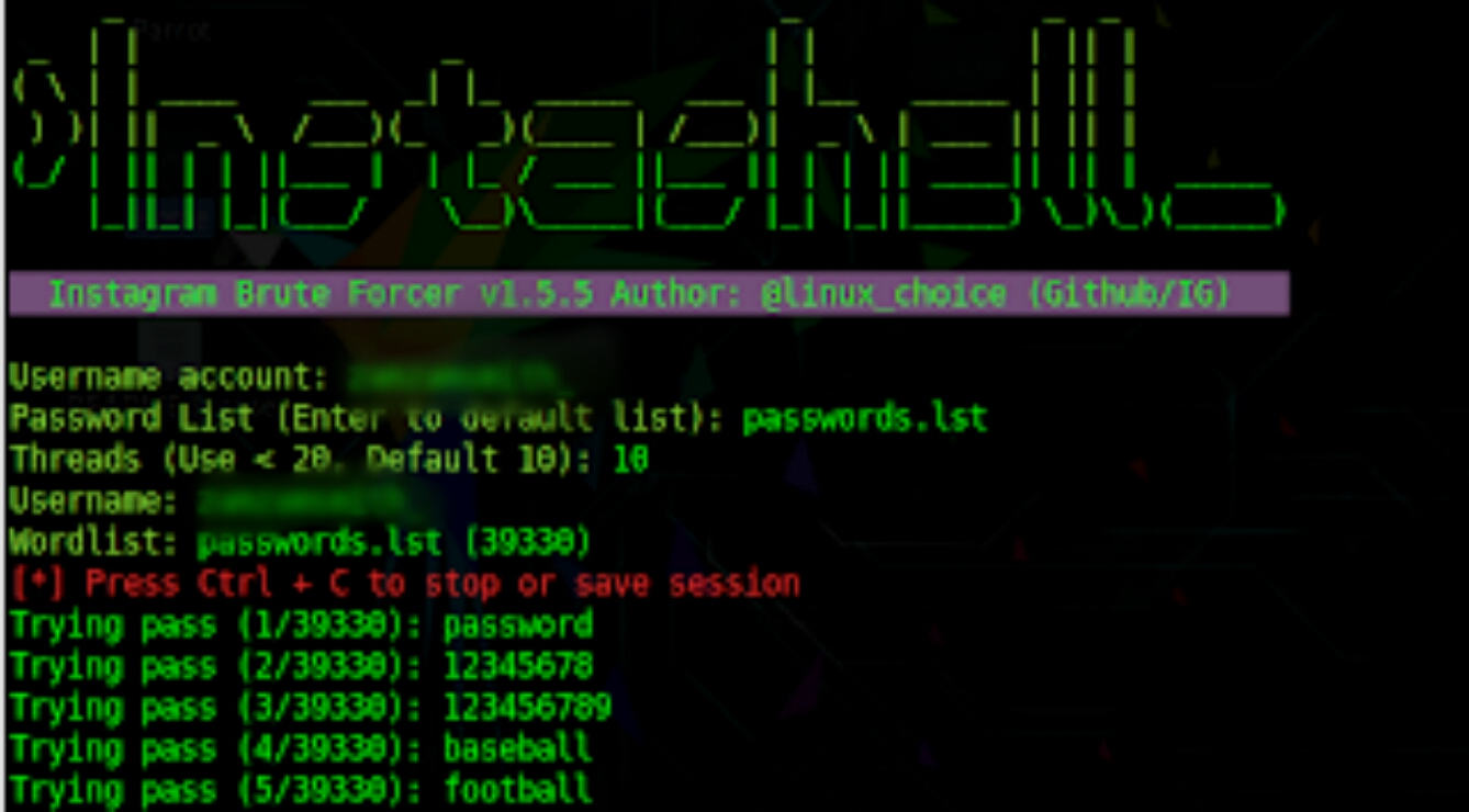 Instashell Instagram Brute Forcer v1.5.5