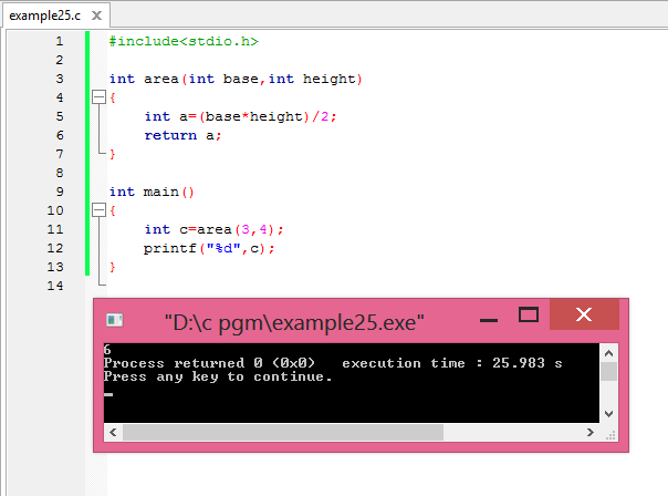 Function declaration in C.