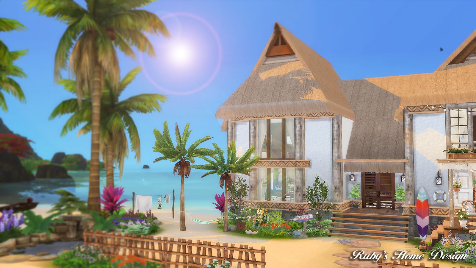 Ruby's Home Design Sims 4 Tropical Island Home 島嶼夢想家