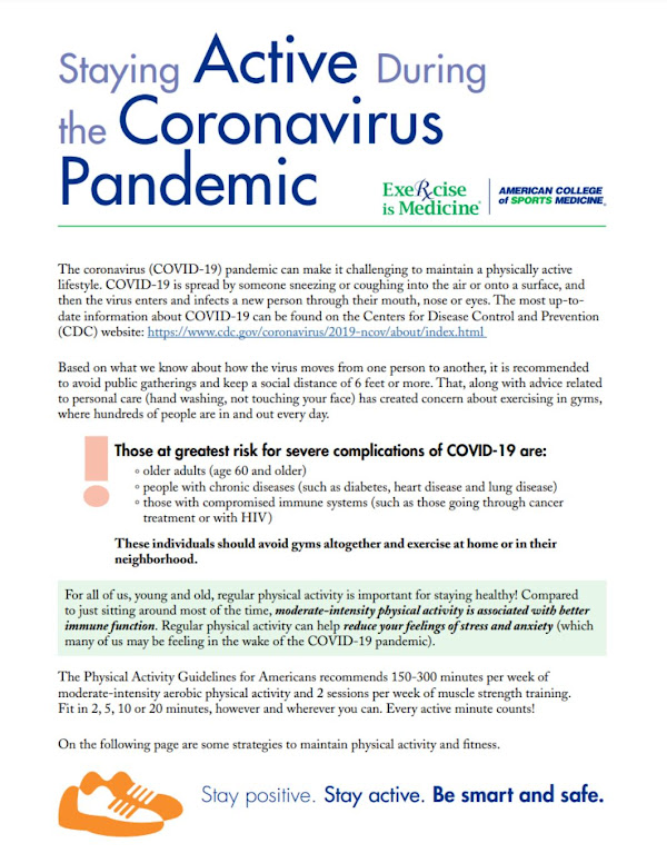 Maintain Moderate Physical Activity During the COVID19 Epidemic